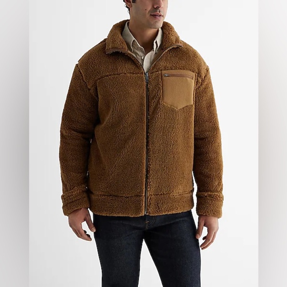 Express Sherpa Mock Neck Zip Sweatshirt